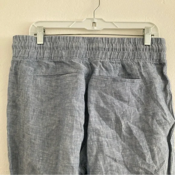 Athleta Cabo Linen Jogger Blue Beach Coastal Vacation Lagenlook Cruise Size 8 - Picture 8 of 11